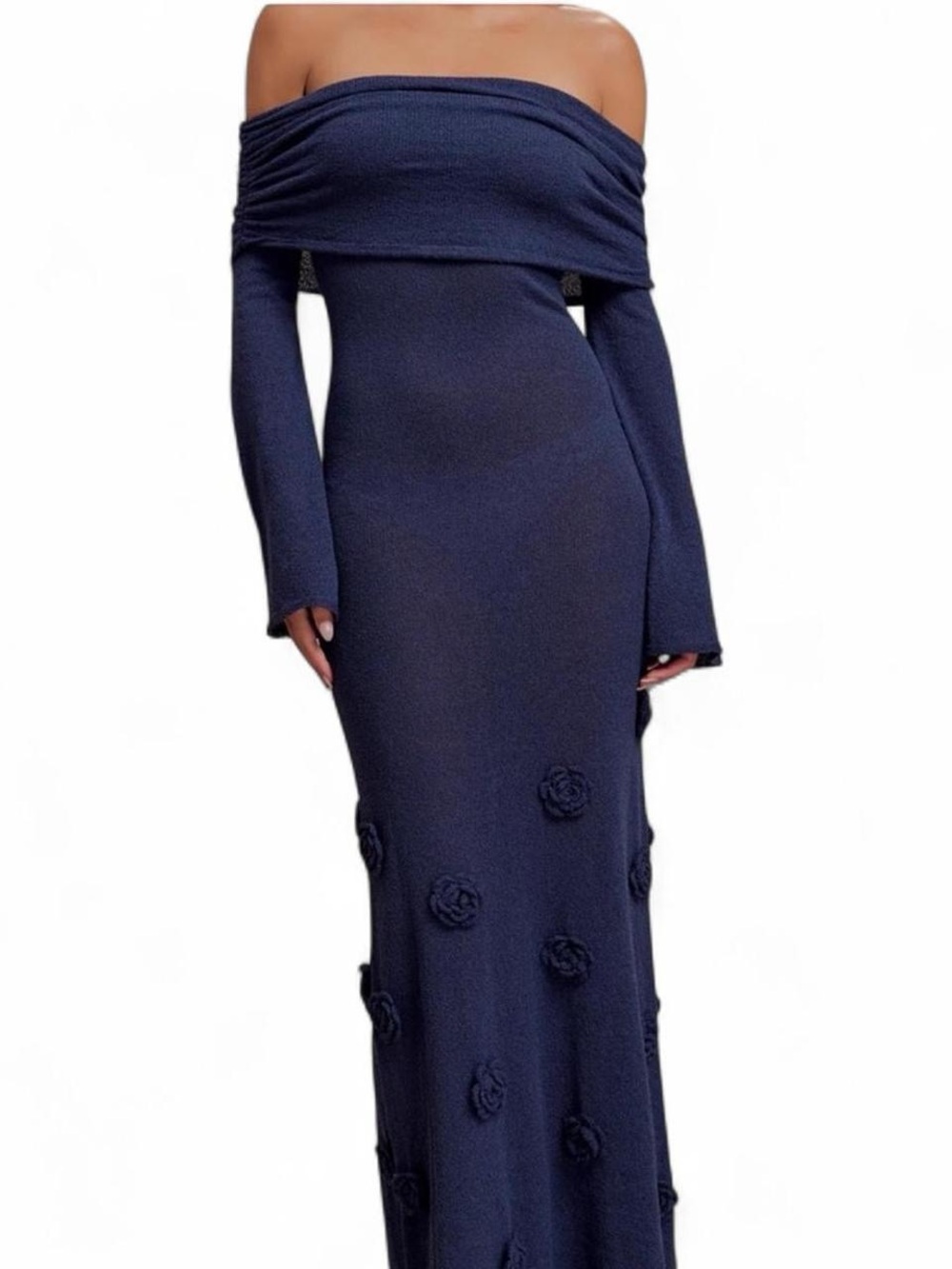 Meshki Kiki Off-Shoulder Dress with Floral Appliqué